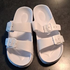 Women's White Double Strap Sandals